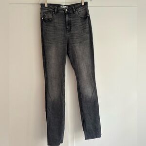 Zara Washed Black Straight Leg  Denim Jeans- size 8
